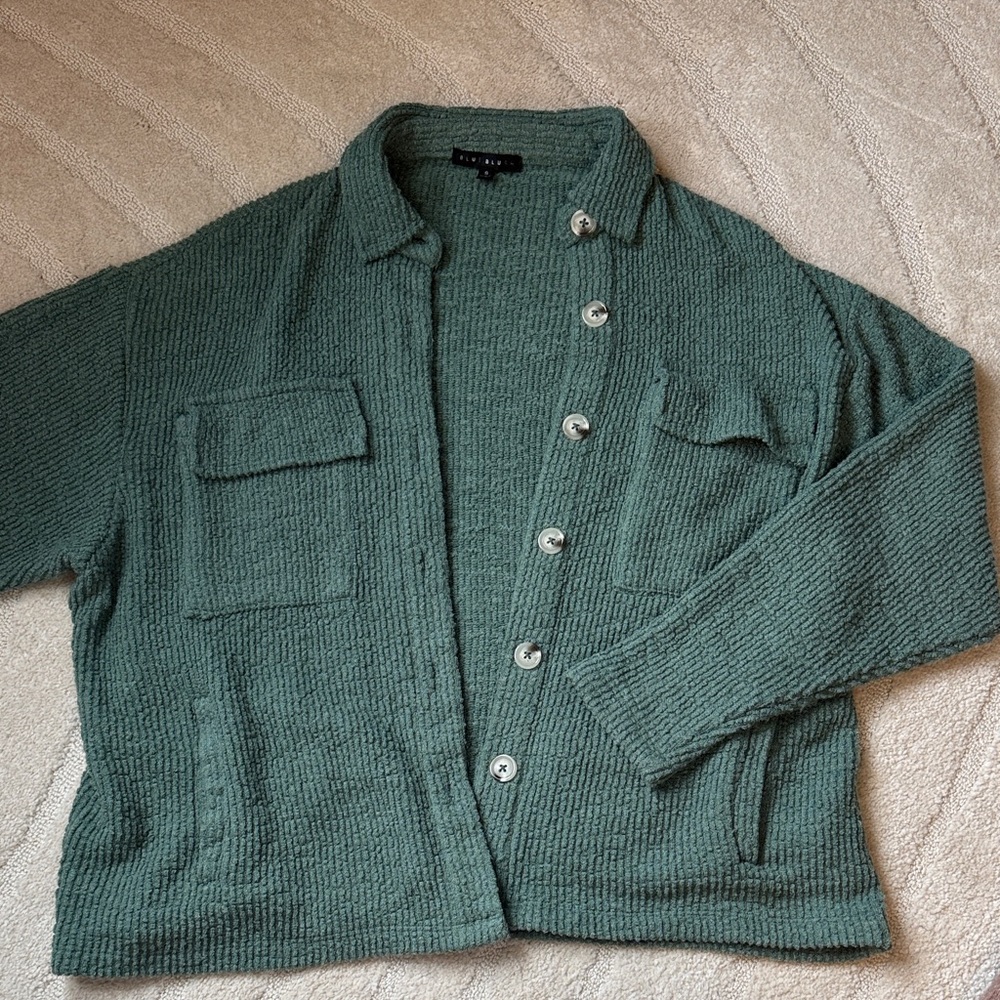 Blue Blush Green Cardigan Sweater